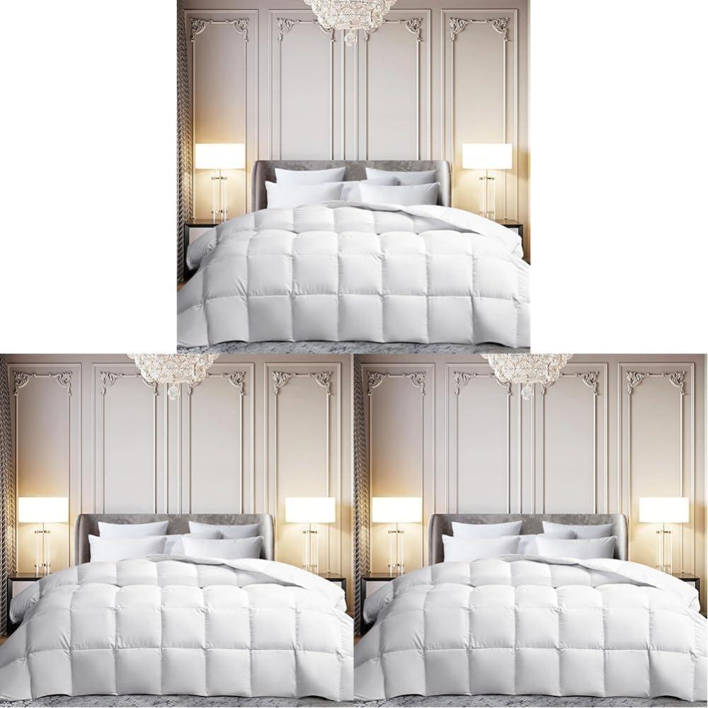 image:imageMartha Stewart White Goose Feather Down Fiber Comforter Queen Size Lightweight Duvet Insert Noiseless Fabric with 44oz Filled Luxury Cloud Fluffy Bed Comforter with 8Corner Loops White 90x90inchWhiteAll Season