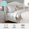 Martha Stewart Amelia Platform Bed with Curved Headboard and Cushioned Side Rails, Faux Linen Upholstery, Wood Slat Foundation, No Box Spring Needed, King, Gray(Off-white Boucle/Light Beech Legs)