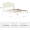 Martha Stewart Amelia Platform Bed with Curved Headboard and Cushioned Side Rails, Faux Linen Upholstery, Wood Slat Foundation, No Box Spring Needed, King, Gray(Off-white Boucle/Light Beech Legs)