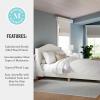Martha Stewart Amelia Platform Bed with Curved Headboard and Cushioned Side Rails, Faux Linen Upholstery, Wood Slat Foundation, No Box Spring Needed, King, Gray(Off-white Boucle/Light Beech Legs)