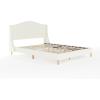Martha Stewart Amelia Platform Bed with Curved Headboard and Cushioned Side Rails, Faux Linen Upholstery, Wood Slat Foundation, No Box Spring Needed, King, Gray(Off-white Boucle/Light Beech Legs)