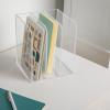 Martha Stewart Brody File Desktop Organizer, 3 Section Desktop File Document Sorter Organizer, File Organizer for Binders, Folders, Files, 8.5″ W x 6.5″ D, Clear