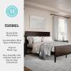 Martha Stewart Corbin Solid Wood Platform Bed with Wooden Headboard and Footboard, Wood Slat Foundation, No Box Spring Needed, King, Brown Gray(Dark Brown)