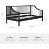 Martha Stewart Neely Platform Daybed with Wood Spindles, Solid Wood Frame, No Box Spring Needed, Twin Size, Black(Black)
