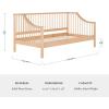 Martha Stewart Neely Platform Daybed with Wood Spindles, Solid Wood Frame, No Box Spring Needed, Twin Size, Black(Light Beech)