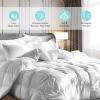 Martha Stewart White Goose Feather Down Fiber Comforter Queen Size- Lightweight Duvet Insert, Noiseless Fabric with 44oz Filled Luxury Cloud Fluffy Bed Comforter with 8Corner Loops, White 90x90inch(White/Extra Warmth)