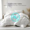 Martha Stewart White Goose Feather Down Fiber Comforter Queen Size- Lightweight Duvet Insert, Noiseless Fabric with 44oz Filled Luxury Cloud Fluffy Bed Comforter with 8Corner Loops, White 90x90inch(White/Lightweight)