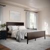 Martha Stewart Corbin Solid Wood Platform Bed with Wooden Headboard and Footboard, Wood Slat Foundation, No Box Spring Needed, King, Brown Gray(Dark Brown)
