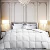 Martha Stewart White Goose Feather Down Fiber Comforter Queen Size- Lightweight Duvet Insert, Noiseless Fabric with 44oz Filled Luxury Cloud Fluffy Bed Comforter with 8Corner Loops, White 90x90inch(White/Lightweight)