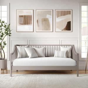 Martha Stewart Neely Platform Daybed with Wood Spindles, Solid Wood Frame, No Box Spring Needed, Twin Size, Black(Grey)