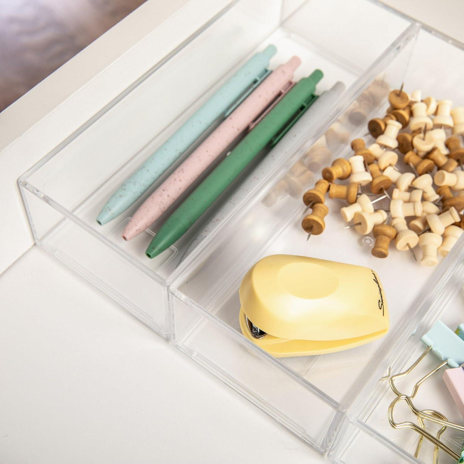 image:imageMartha Stewart Brody Desktop Storage Organizer Stack and Slide Plastic Organizer Tray Organizer for Office Kitchen or Vanity 3 x 75 Clear3 x 75