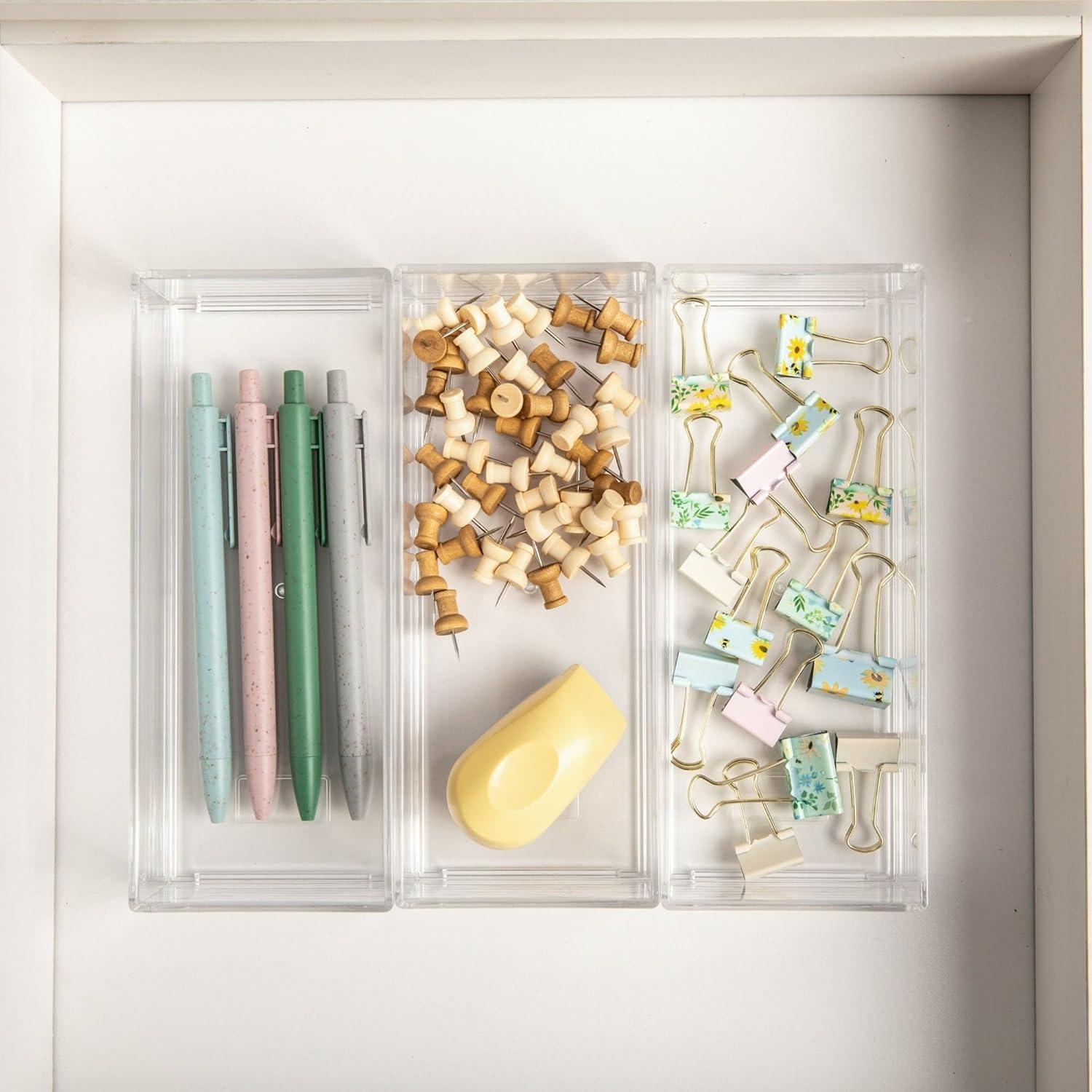 image:imageMartha Stewart Brody Desktop Storage Organizer Stack and Slide Plastic Organizer Tray Organizer for Office Kitchen or Vanity 3 x 75 Clear3 x 75
