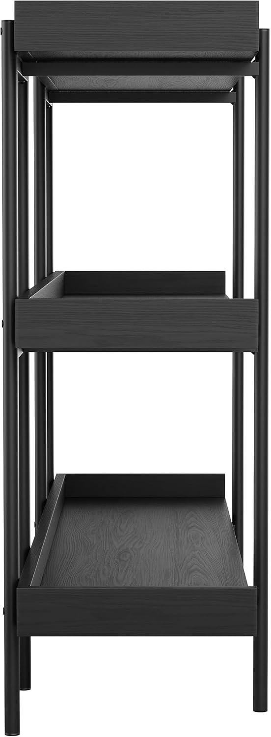image:imageMartha Stewart Emmett 3 Shelf Bookcase with Vertical Metal Frame Home Office Storage Display Unit 35 H Walnut Wood GrainPolished BrassBlack Wood GrainOil Rubbed Bronze Frame