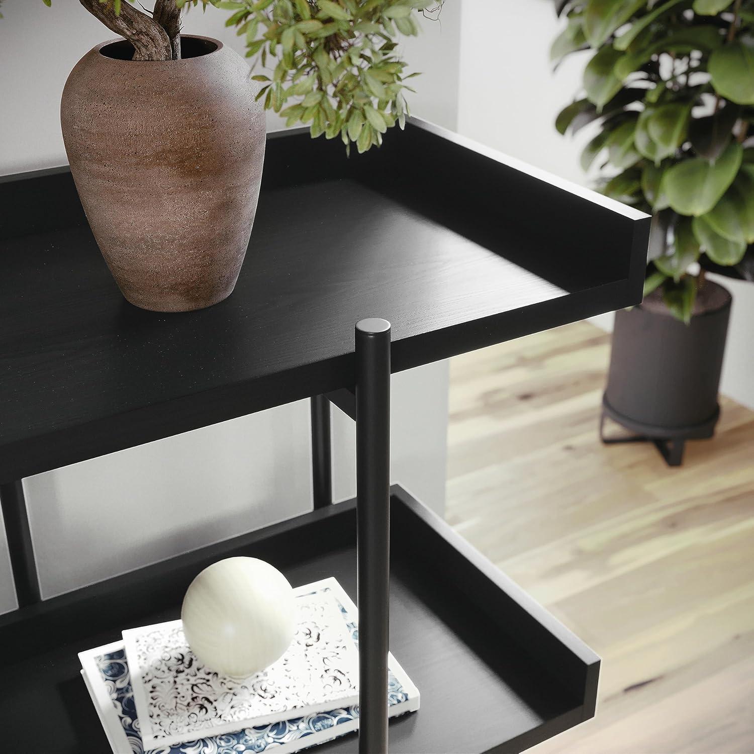 image:imageMartha Stewart Emmett 3 Shelf Bookcase with Vertical Metal Frame Home Office Storage Display Unit 35 H Walnut Wood GrainPolished BrassBlack Wood GrainOil Rubbed Bronze Frame