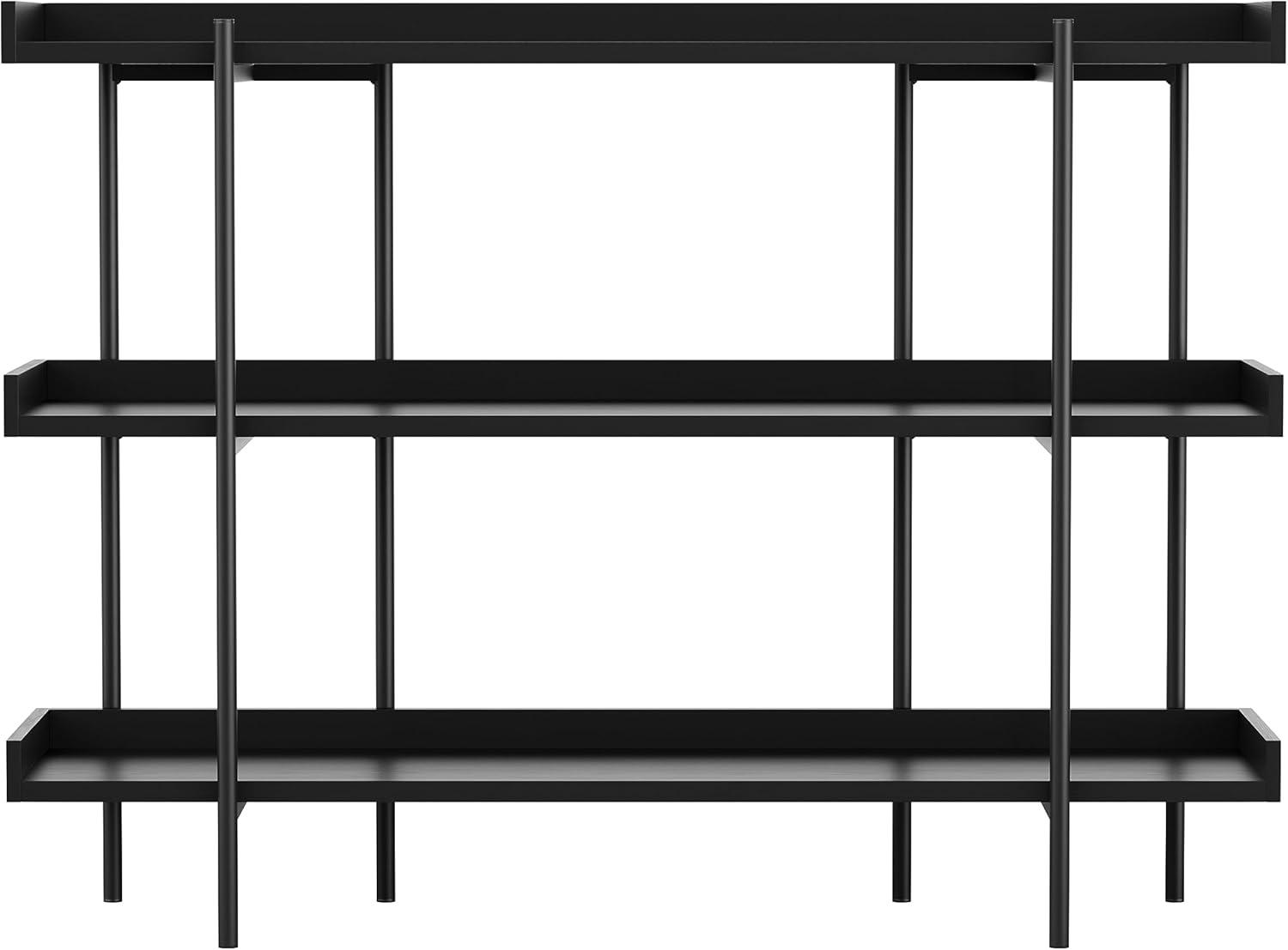 image:imageMartha Stewart Emmett 3 Shelf Bookcase with Vertical Metal Frame Home Office Storage Display Unit 35 H Walnut Wood GrainPolished BrassBlack Wood GrainOil Rubbed Bronze Frame