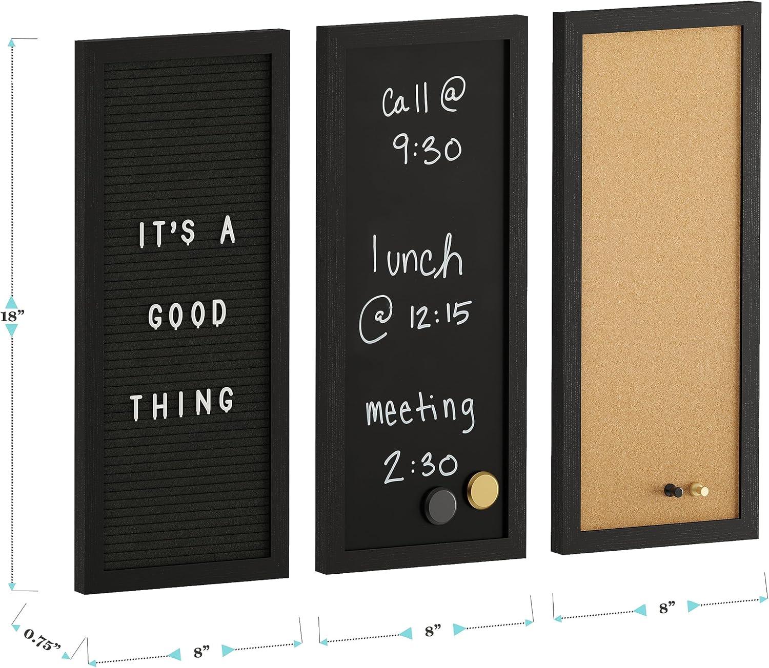 image:imageMartha Stewart Everette Cork Board Chalk Board Letter Board Set with Included Push Pins Magnets Liquid Chalk Letters 18 x 24 Black Woodgrain FrameBlack Woodgrain