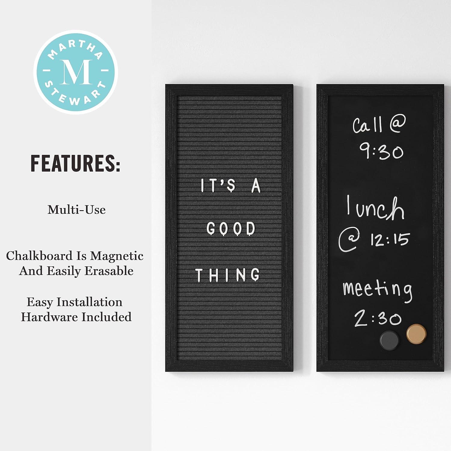 image:imageMartha Stewart Everette Cork Board Chalk Board Letter Board Set with Included Push Pins Magnets Liquid Chalk Letters 18 x 24 Black Woodgrain FrameBlack Woodgrain