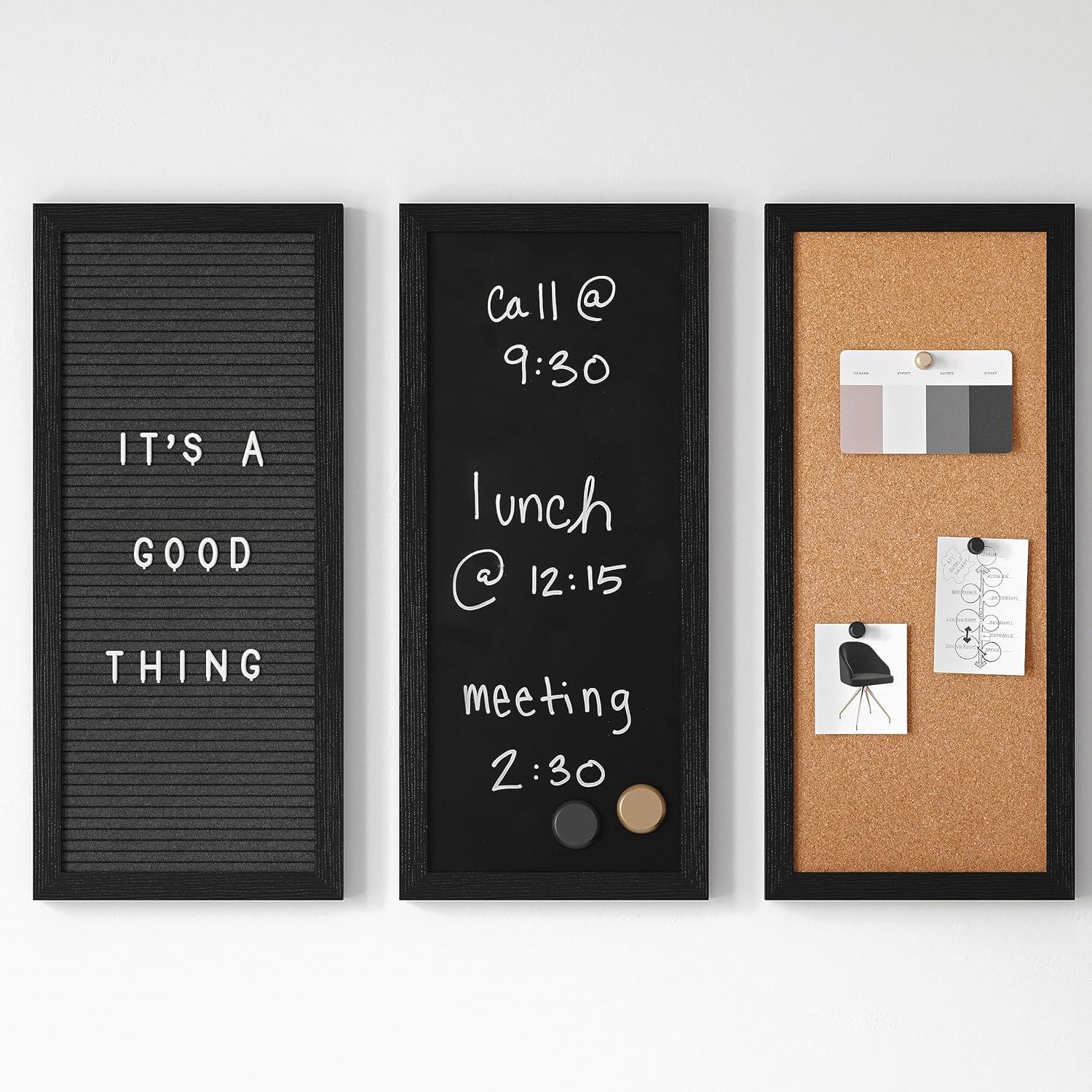 image:imageMartha Stewart Everette Cork Board Chalk Board Letter Board Set with Included Push Pins Magnets Liquid Chalk Letters 18 x 24 Black Woodgrain FrameBlack Woodgrain