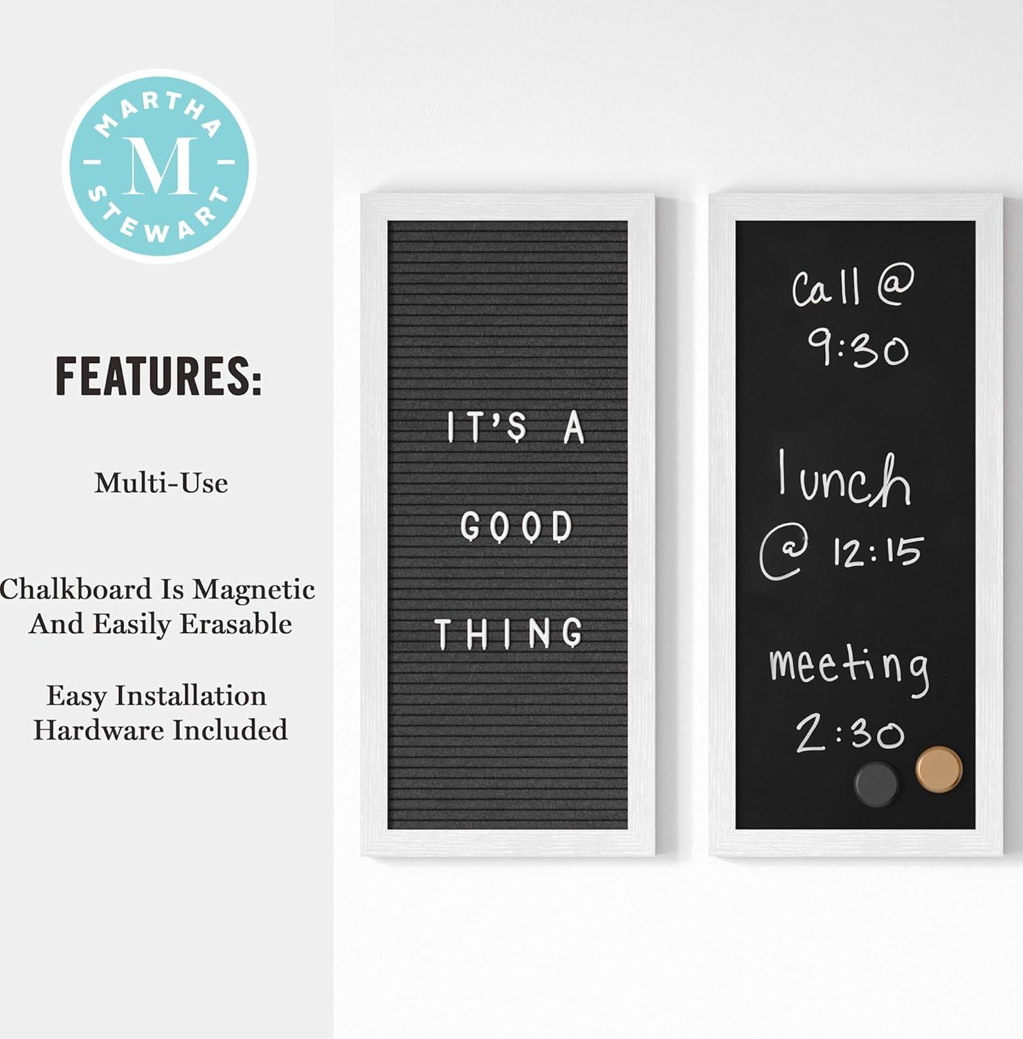 image:imageMartha Stewart Everette Cork Board Chalk Board Letter Board Set with Included Push Pins Magnets Liquid Chalk Letters 18 x 24 Black Woodgrain FrameLight Natural Woodgrain