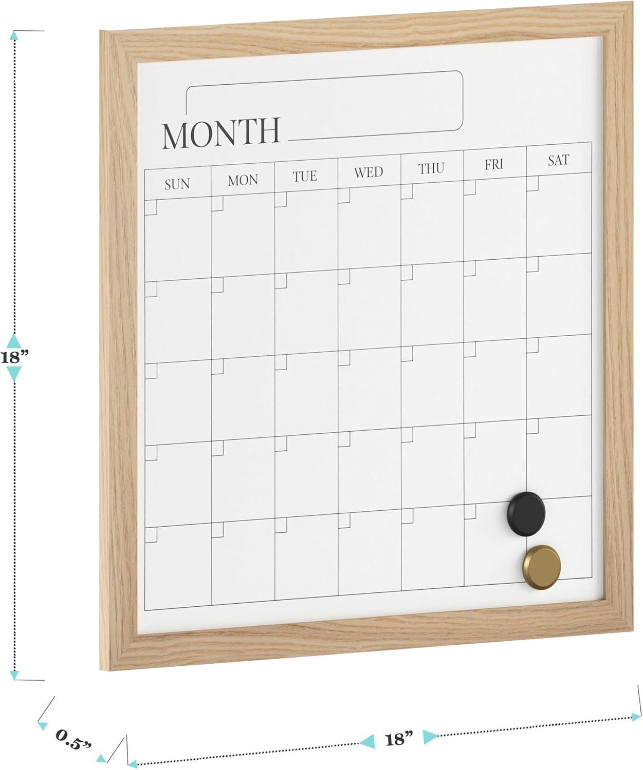 image:imageMartha Stewart Everette Magnetic Monthly Calendar Dry Erase Board with Included Dry Erase Marker and 2 Magnets 18 x 18 Light Natural Woodgrain FrameWhite Woodgrain