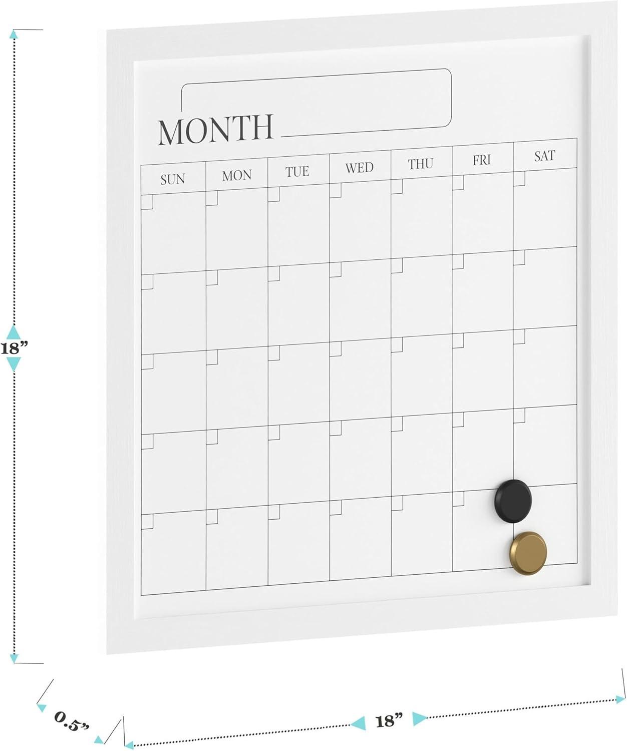 image:imageMartha Stewart Everette Magnetic Monthly Calendar Dry Erase Board with Included Dry Erase Marker and 2 Magnets 18 x 18 Light Natural Woodgrain FrameWhite Woodgrain
