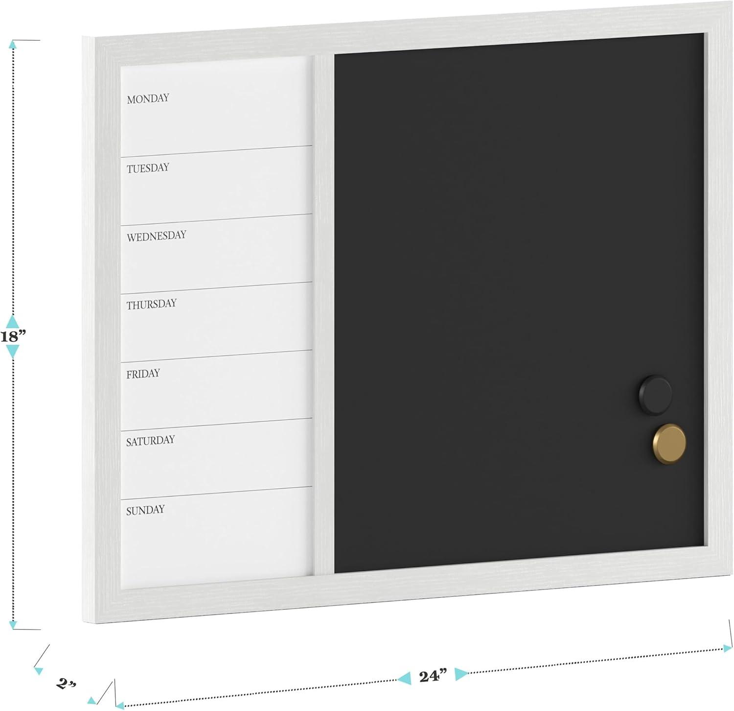 image:imageMartha Stewart Everette Magnetic Weekly Calendar Dry Erase Board and Chalk Board with Liquid Chalk Marker and Magnets 24x18 Black Woodgrain FrameWhite Woodgrain