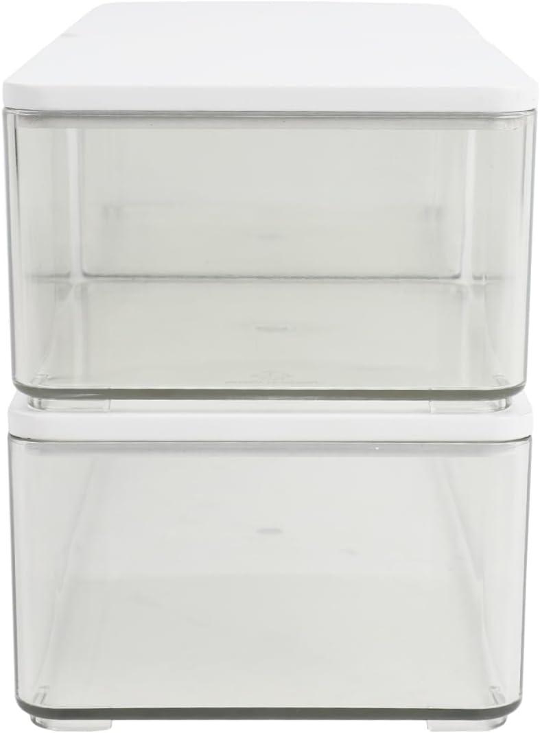 image:imageMartha Stewart Grady Clear Plastic Stackable Storage Boxes with White Engineered Wood Lids Set of 3ClearWhite Engineered Top