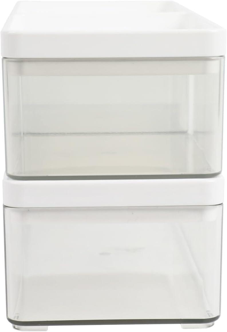 image:imageMartha Stewart Grady Clear Plastic Stackable Storage Boxes with White Engineered Wood Lids Set of 3ClearWhite Plastic Top