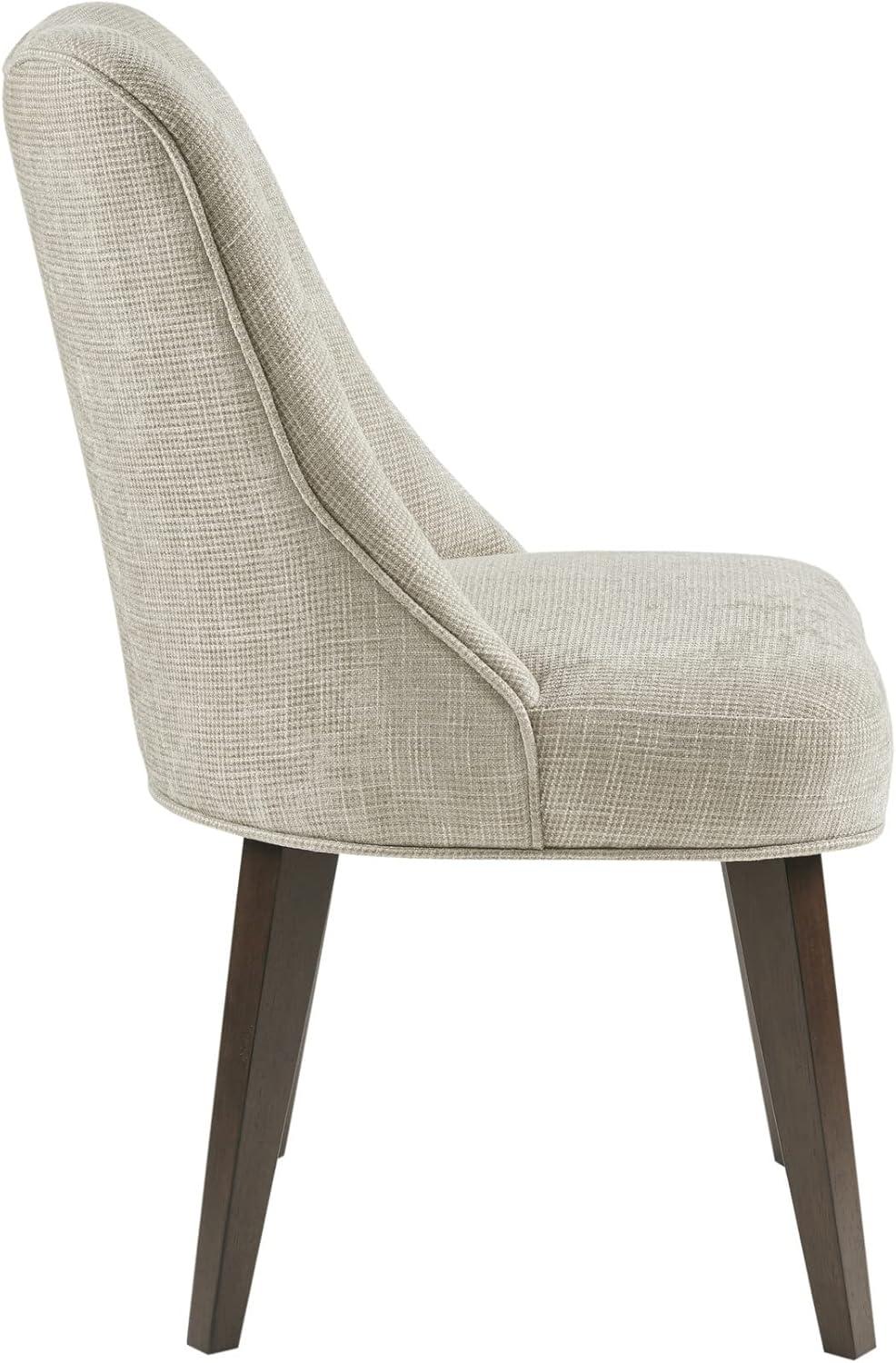 image:imageMartha Stewart Holls A Pair Dining Chairs Swoop Arm Curved Upholstered Back Round Piping Foam Seat Cushion Modern Kitchen Furniture Dark Finished Solid Wood Legs 35 H Beige 2 PieceHolls