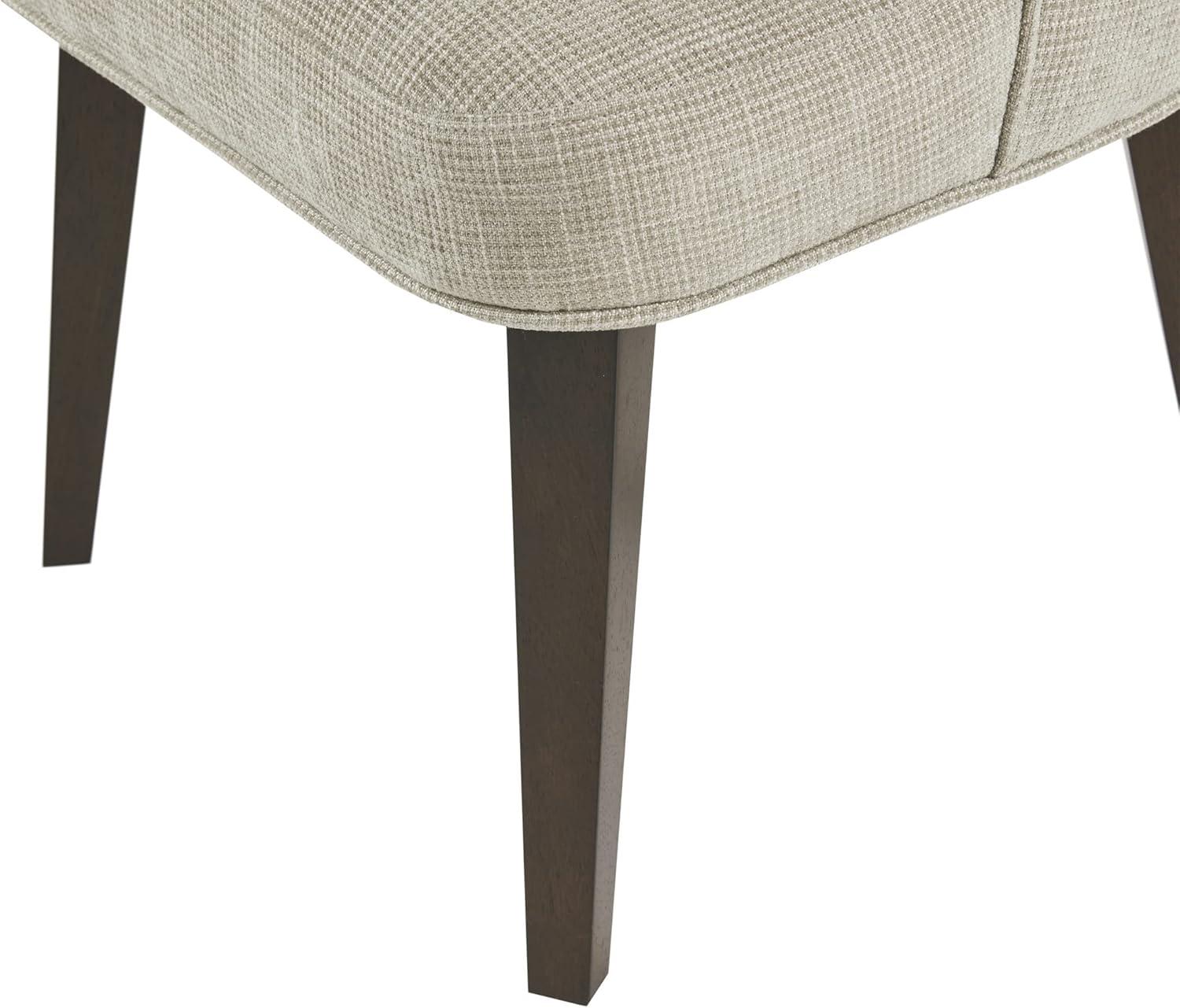 image:imageMartha Stewart Holls A Pair Dining Chairs Swoop Arm Curved Upholstered Back Round Piping Foam Seat Cushion Modern Kitchen Furniture Dark Finished Solid Wood Legs 35 H Beige 2 PieceHolls