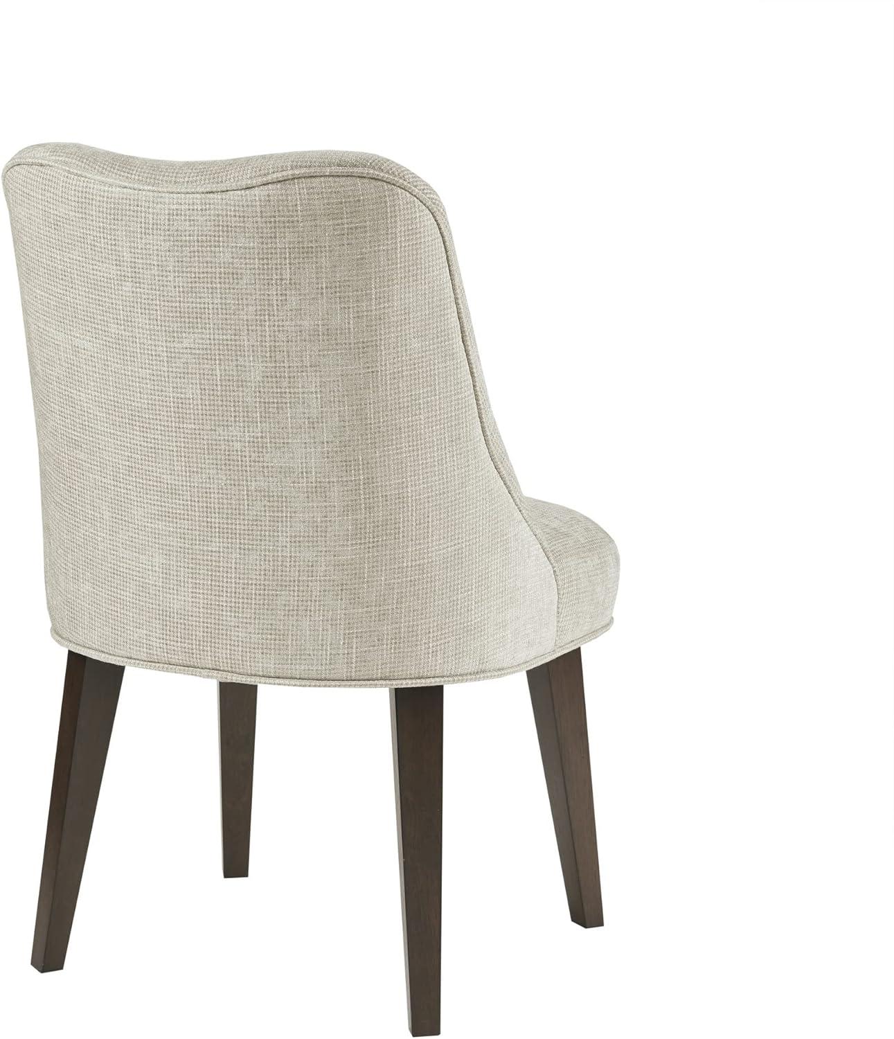 image:imageMartha Stewart Holls A Pair Dining Chairs Swoop Arm Curved Upholstered Back Round Piping Foam Seat Cushion Modern Kitchen Furniture Dark Finished Solid Wood Legs 35 H Beige 2 PieceHolls
