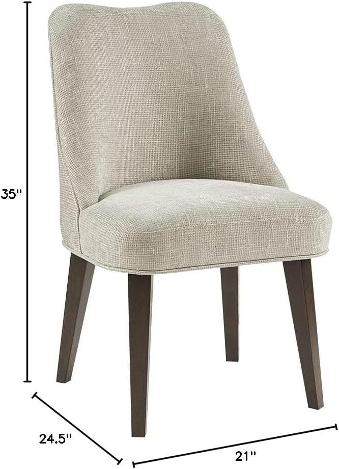 image:imageMartha Stewart Holls A Pair Dining Chairs Swoop Arm Curved Upholstered Back Round Piping Foam Seat Cushion Modern Kitchen Furniture Dark Finished Solid Wood Legs 35 H Beige 2 PieceHolls