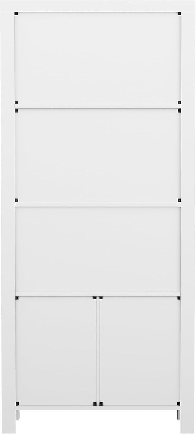 image:imageMartha Stewart Hutton Four Tier Shaker Bookcase with Storage Cabinet in White with Polished Brass HardwareGray FrameBrushed Nickel Hardware