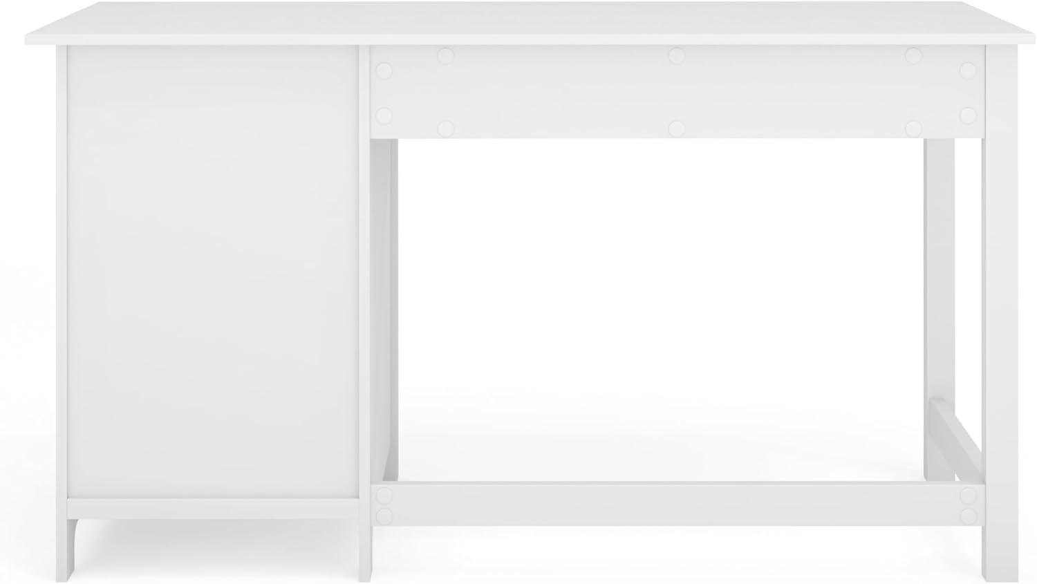 image:imageMartha Stewart Hutton Shaker Style Home Office Desk with 2 Side Drawers in White with Polished Brass Hardware