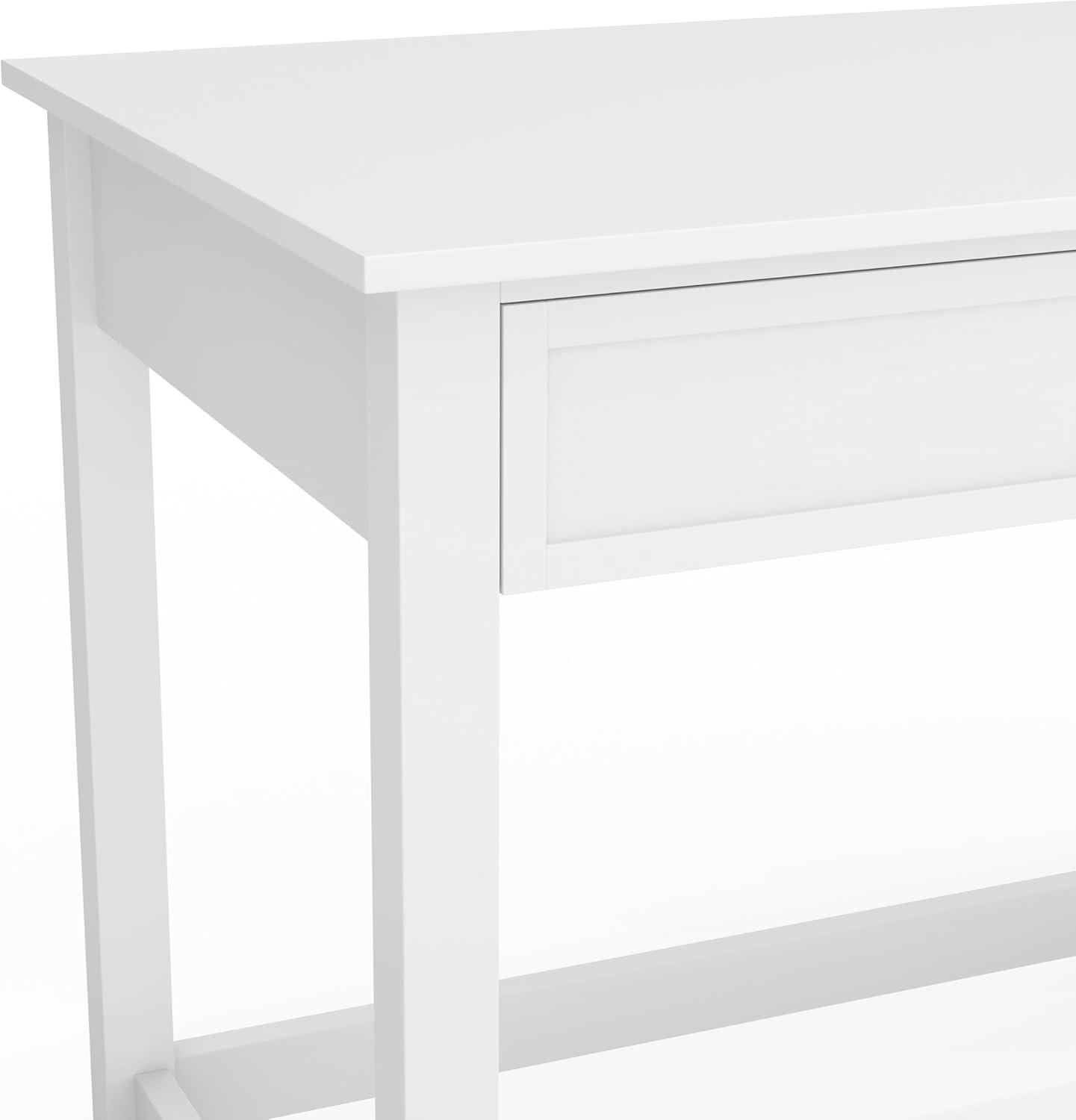 image:imageMartha Stewart Hutton Shaker Style Home Office Desk with 2 Side Drawers in White with Polished Brass Hardware