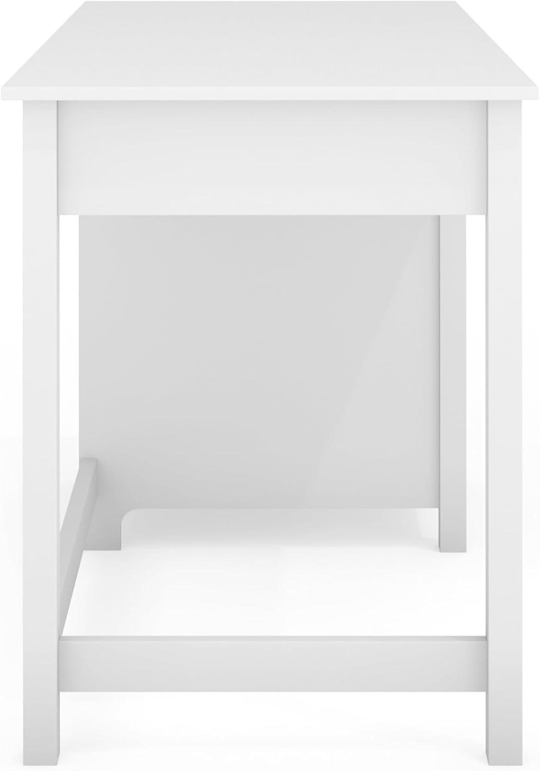 image:imageMartha Stewart Hutton Shaker Style Home Office Desk with 2 Side Drawers in White with Polished Brass Hardware