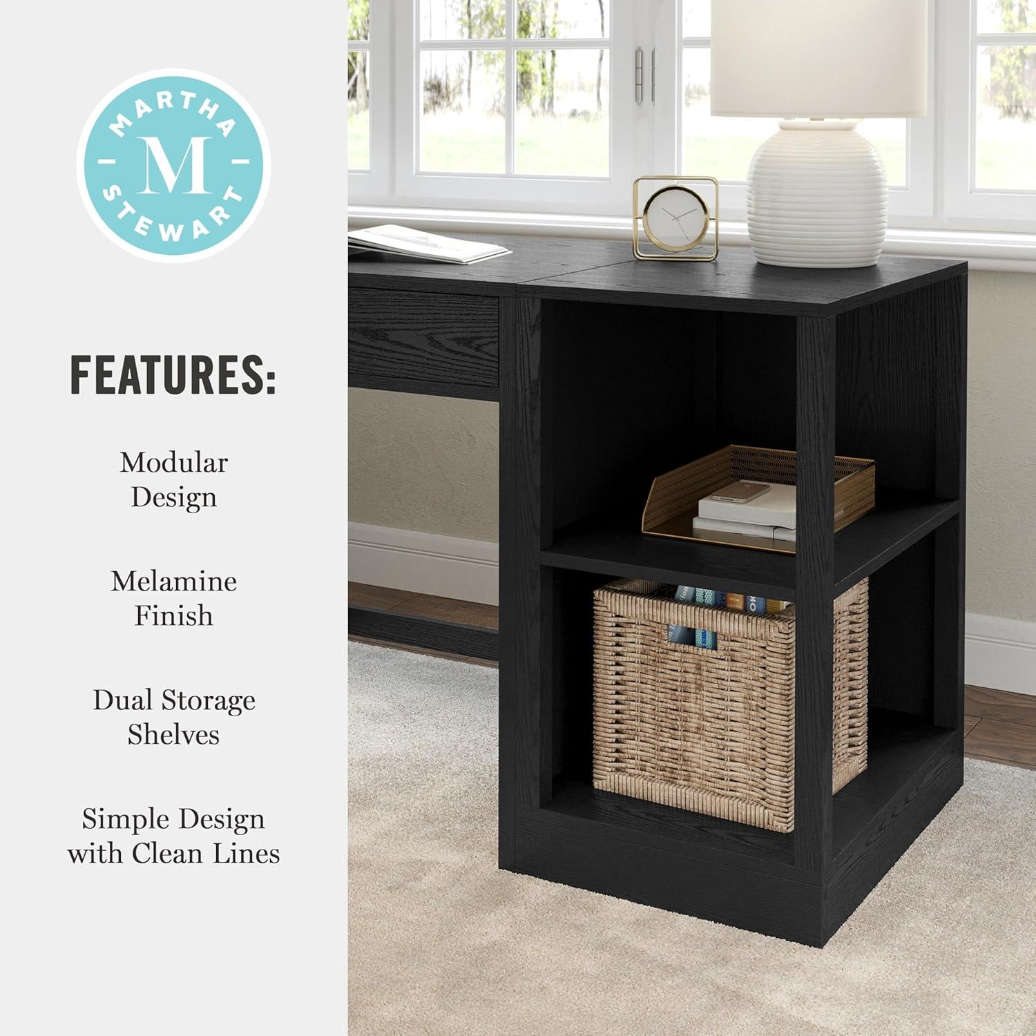 image:imageMartha Stewart Kayden Home Office Modular 2Tier Bookshelf with Open Storage and 2 Shelves in BlackBlack