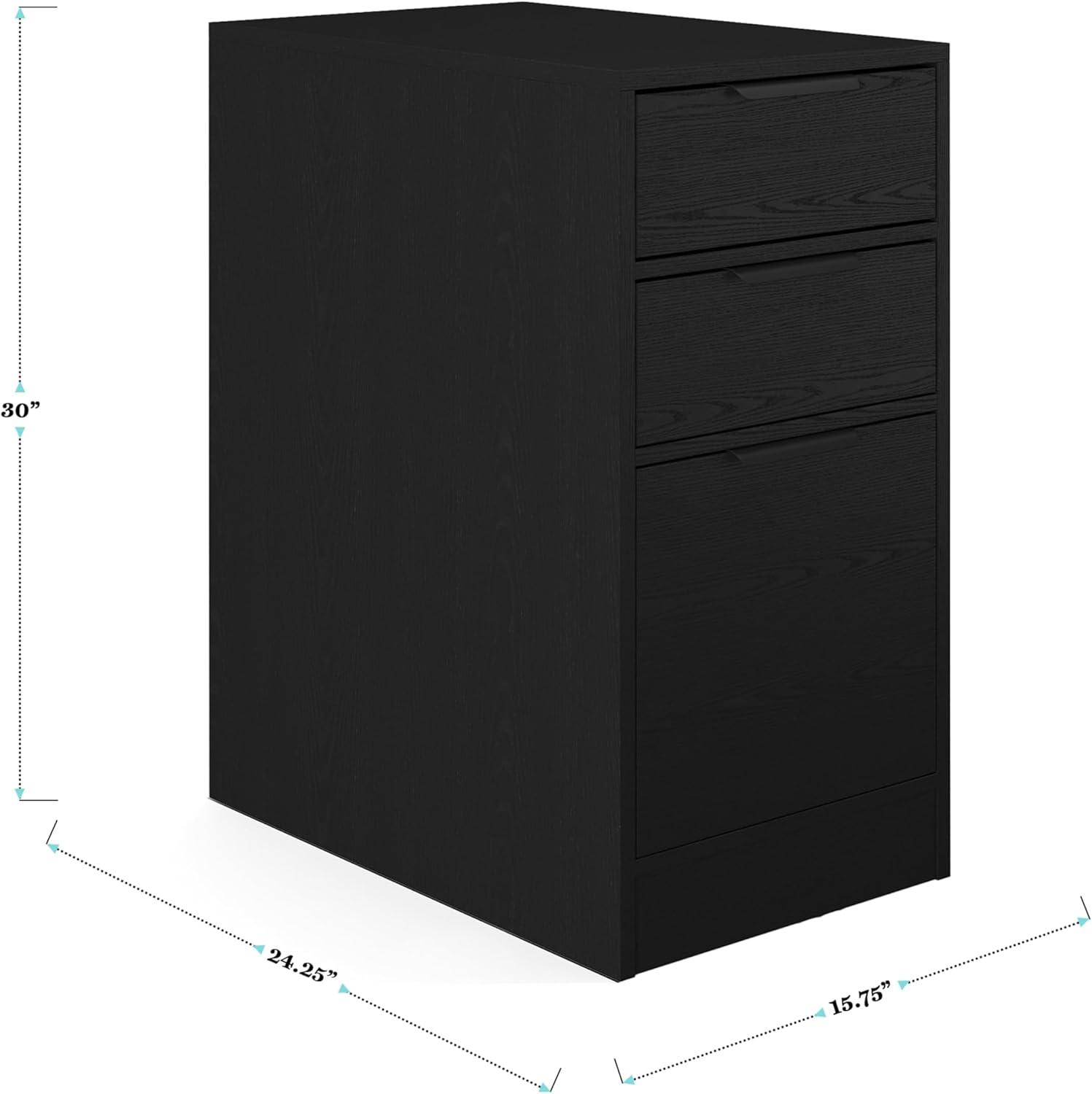 image:imageMartha Stewart Kayden Home Office Modular Desk with Drawer and Dual 3 Drawer File Cabinets in Black with Oil Rubbed Bronze Hardware