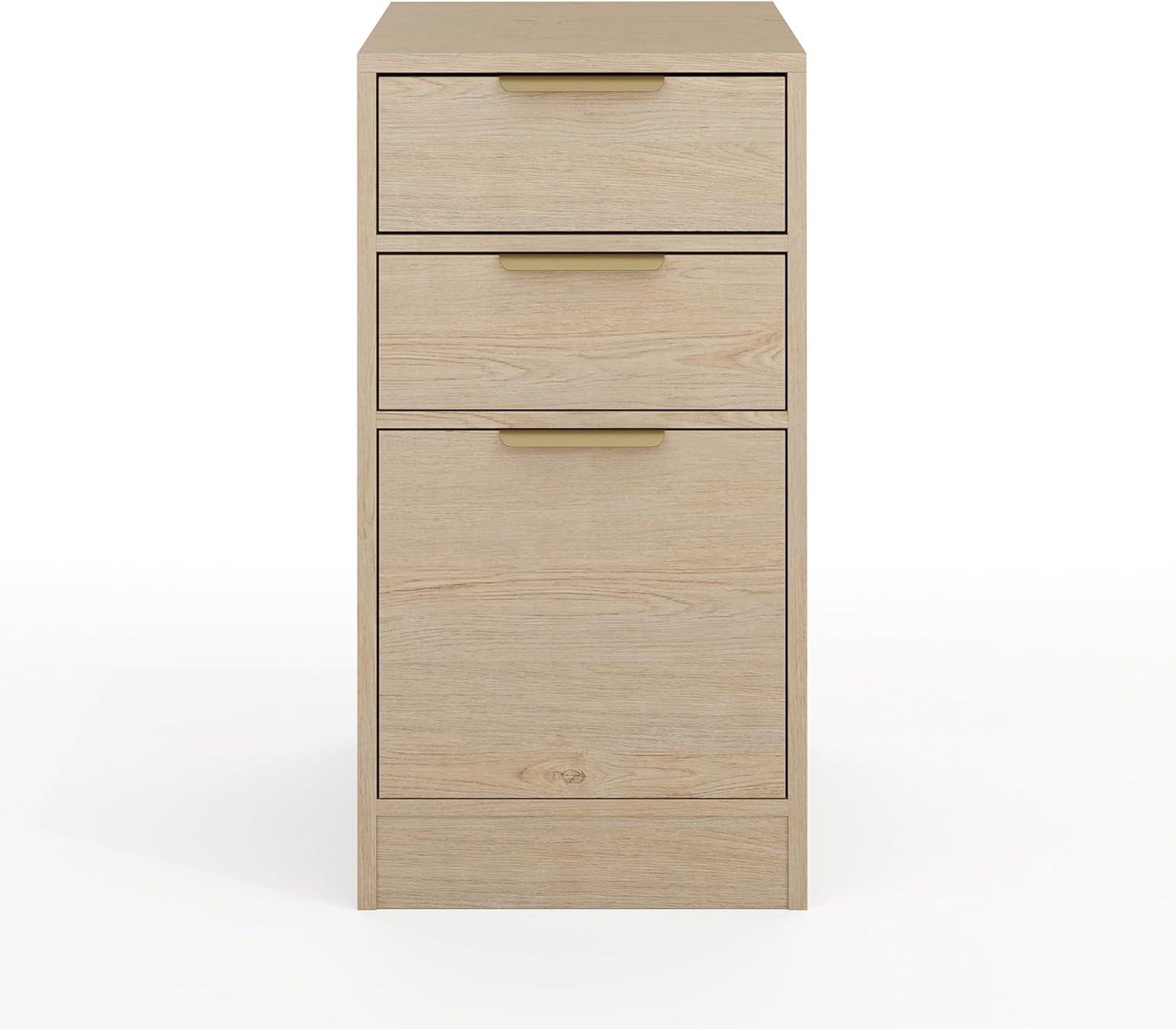 image:imageMartha Stewart Kayden Home Office Modular File Cabinet with 3 Drawers in Black with Oil Rubbed Bronze HardwareLight Natural
