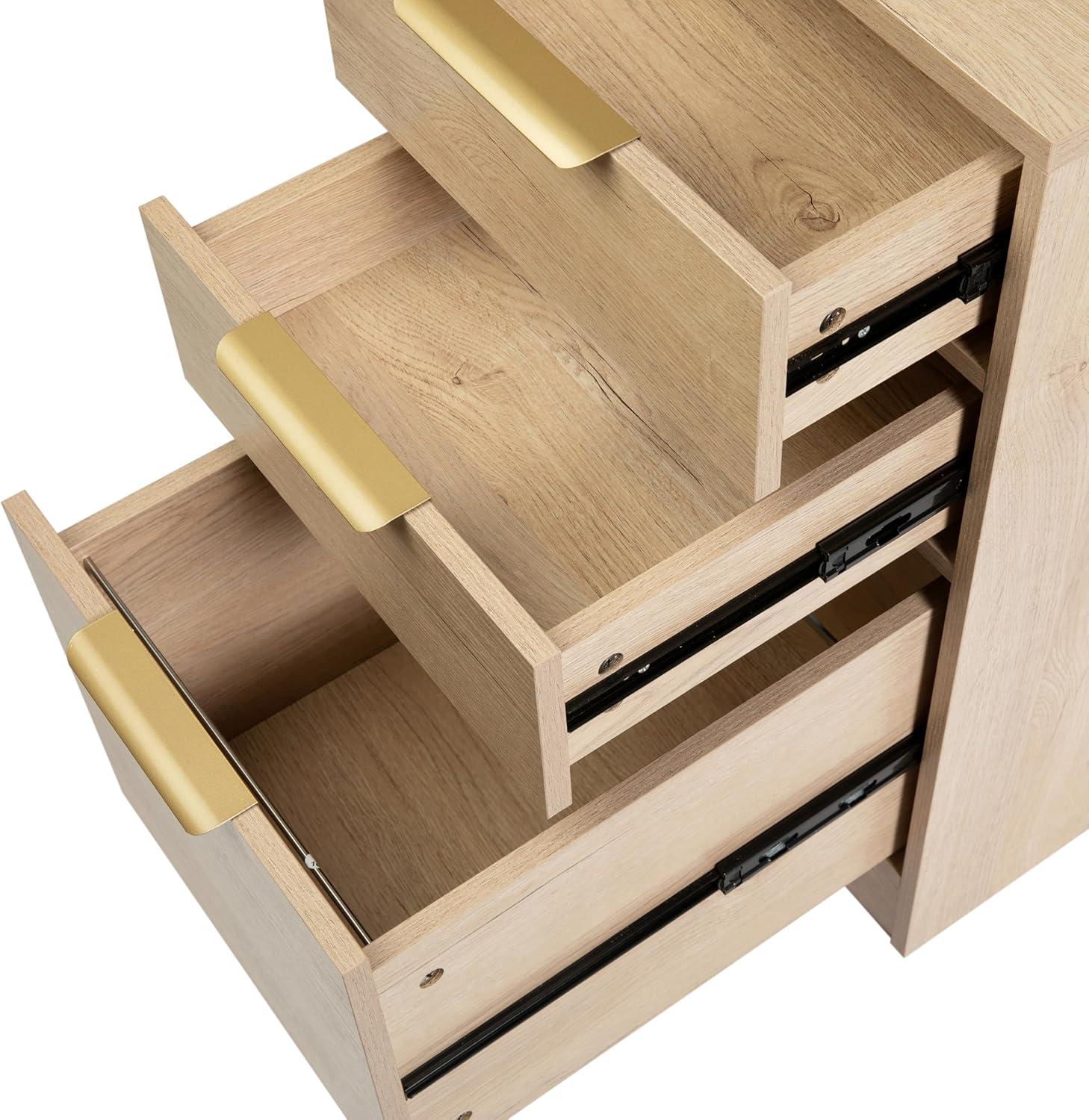 image:imageMartha Stewart Kayden Home Office Modular File Cabinet with 3 Drawers in Black with Oil Rubbed Bronze HardwareLight Natural