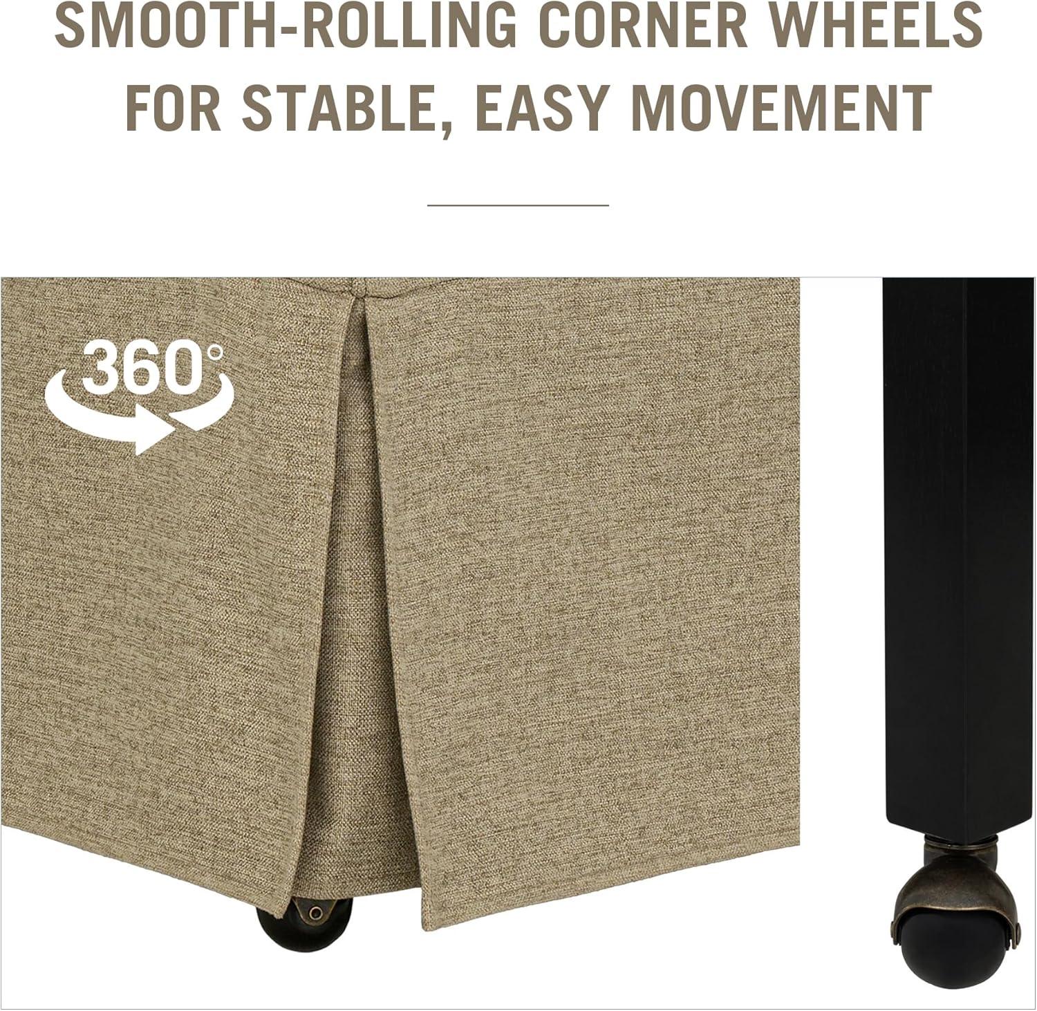 image:imageMartha Stewart London Upholstered Skirted Dining Arm Chair with Casters Curved Back Removable Seat Cushion for Dining Room Home Office or Living Space Light BlueBeige