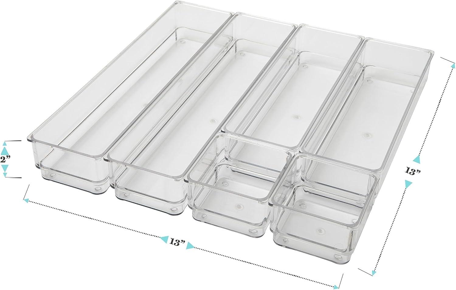 image:imageMartha Stewart Miles Plastic Stackable Office Desk Drawer Organizers Set of 6 ClearClear