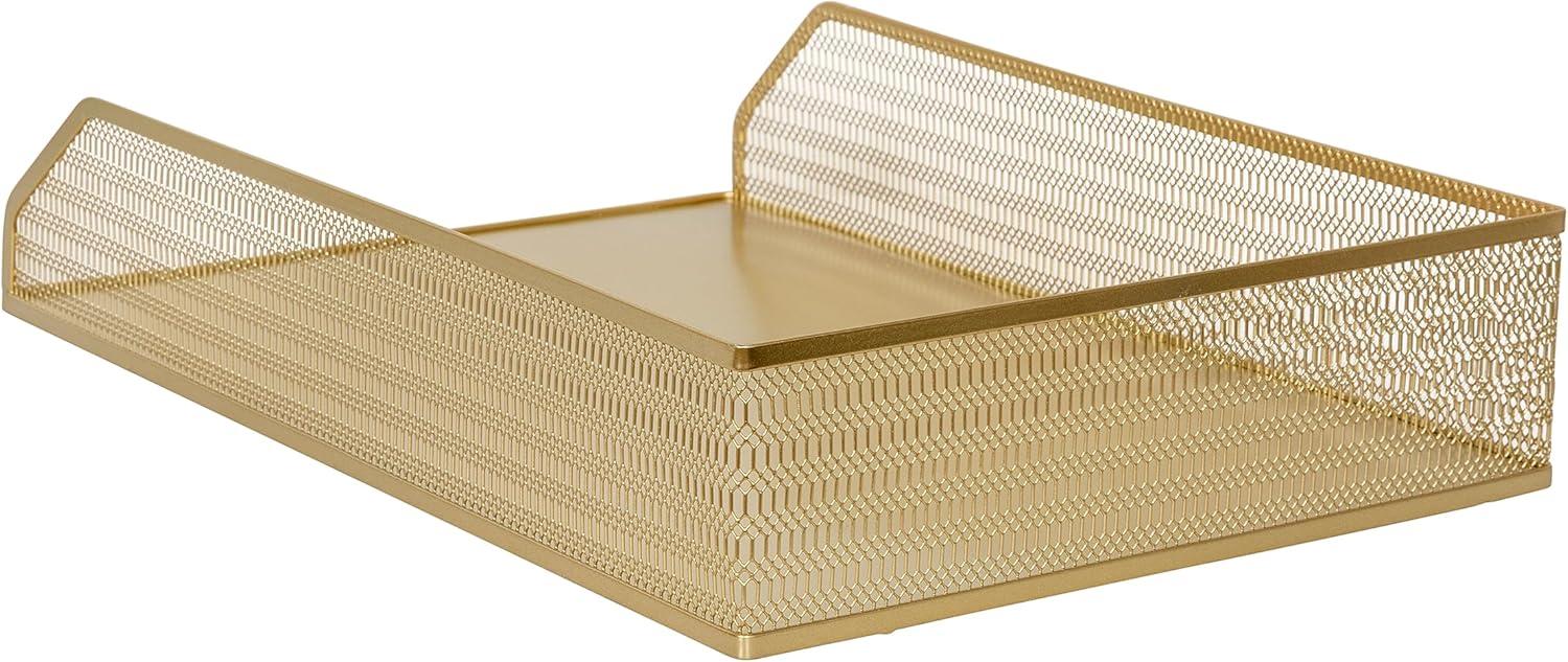 image:imageMartha Stewart Ryder 2 Pack Gold Mesh Metal Paper Letter Inbox Tray Desktop Organizer