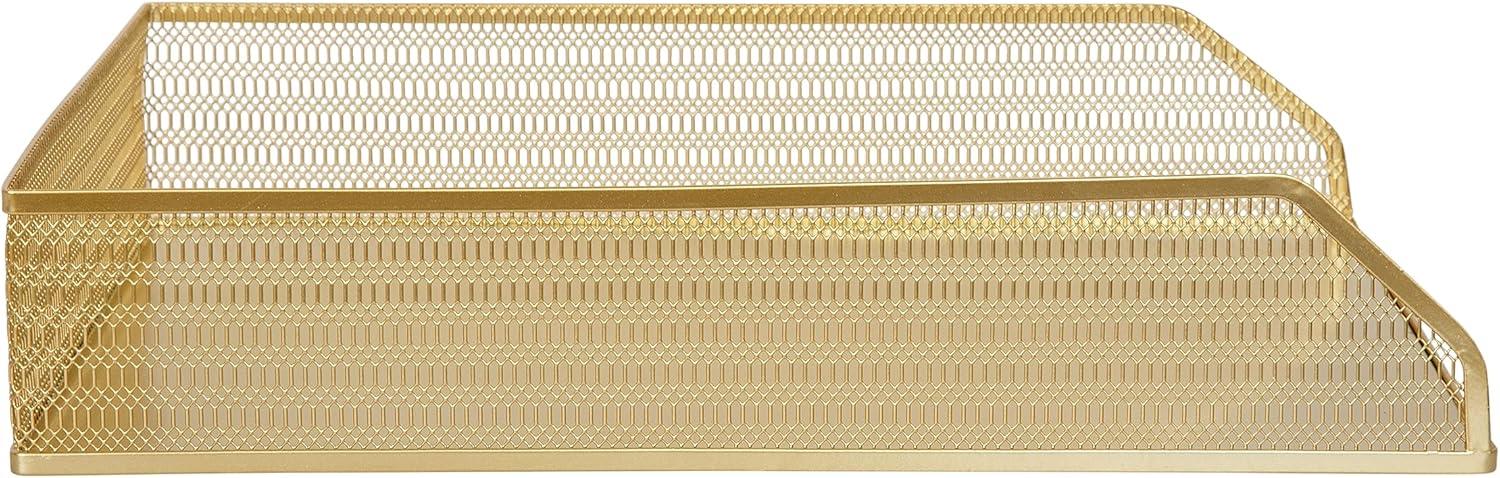 image:imageMartha Stewart Ryder 2 Pack Gold Mesh Metal Paper Letter Inbox Tray Desktop Organizer