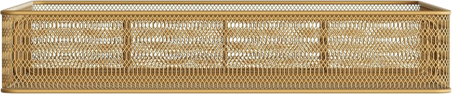 image:imageMartha Stewart Ryder Gold Mesh Metal 6 Compartment Large Desk Drawer Organizer for Accessories and Office Supplies