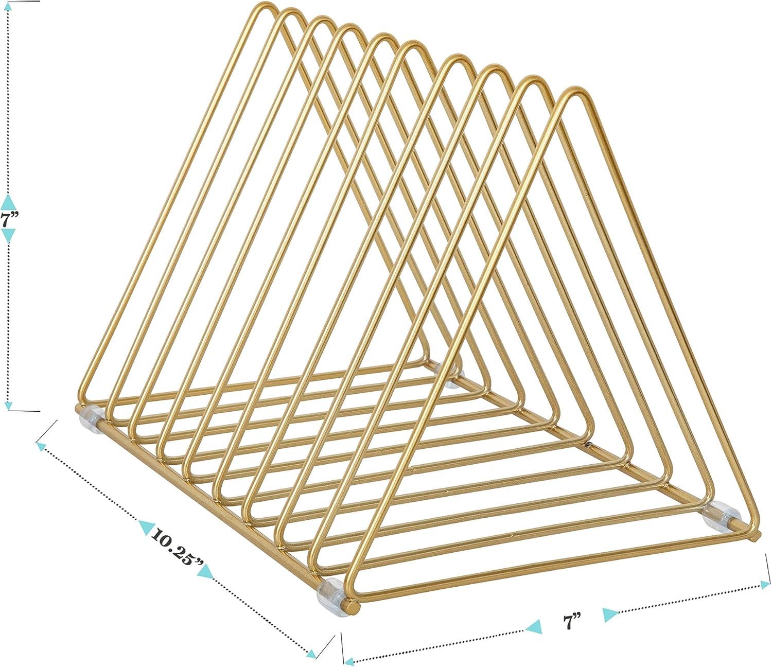 image:imageMartha Stewart Ryder Gold Mesh Metal 9 Slot Triangle Magazine File Holder Desktop Organizer Sorter
