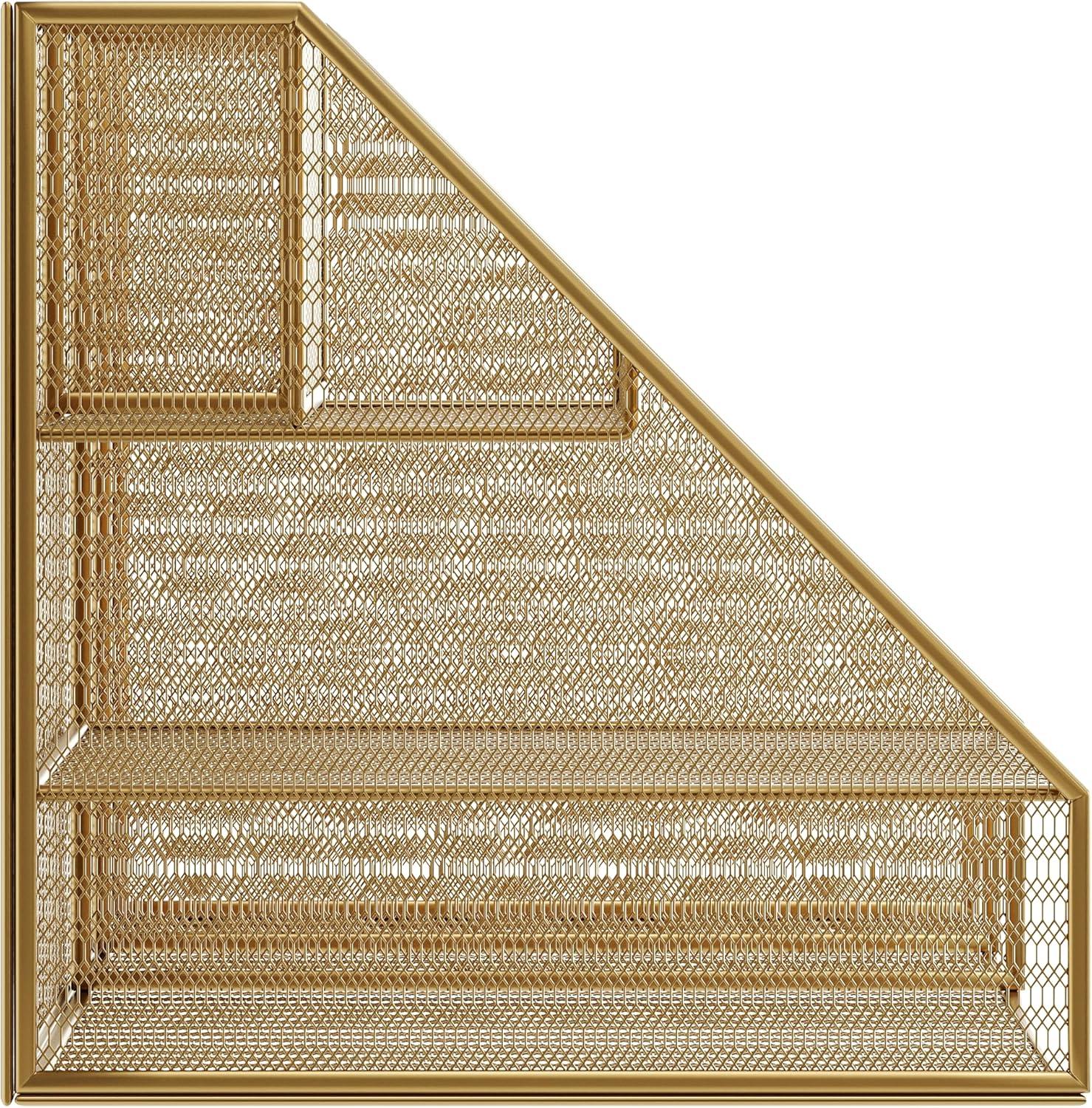 image:imageMartha Stewart Ryder Gold Mesh Metal Large Desktop Organizer with Magazine File Holder Pen Holder and Storage