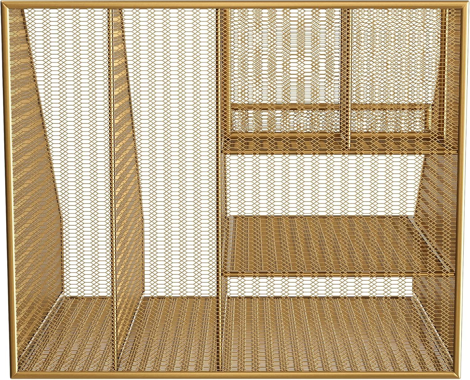 image:imageMartha Stewart Ryder Gold Mesh Metal Large Desktop Organizer with Magazine File Holder Pen Holder and Storage