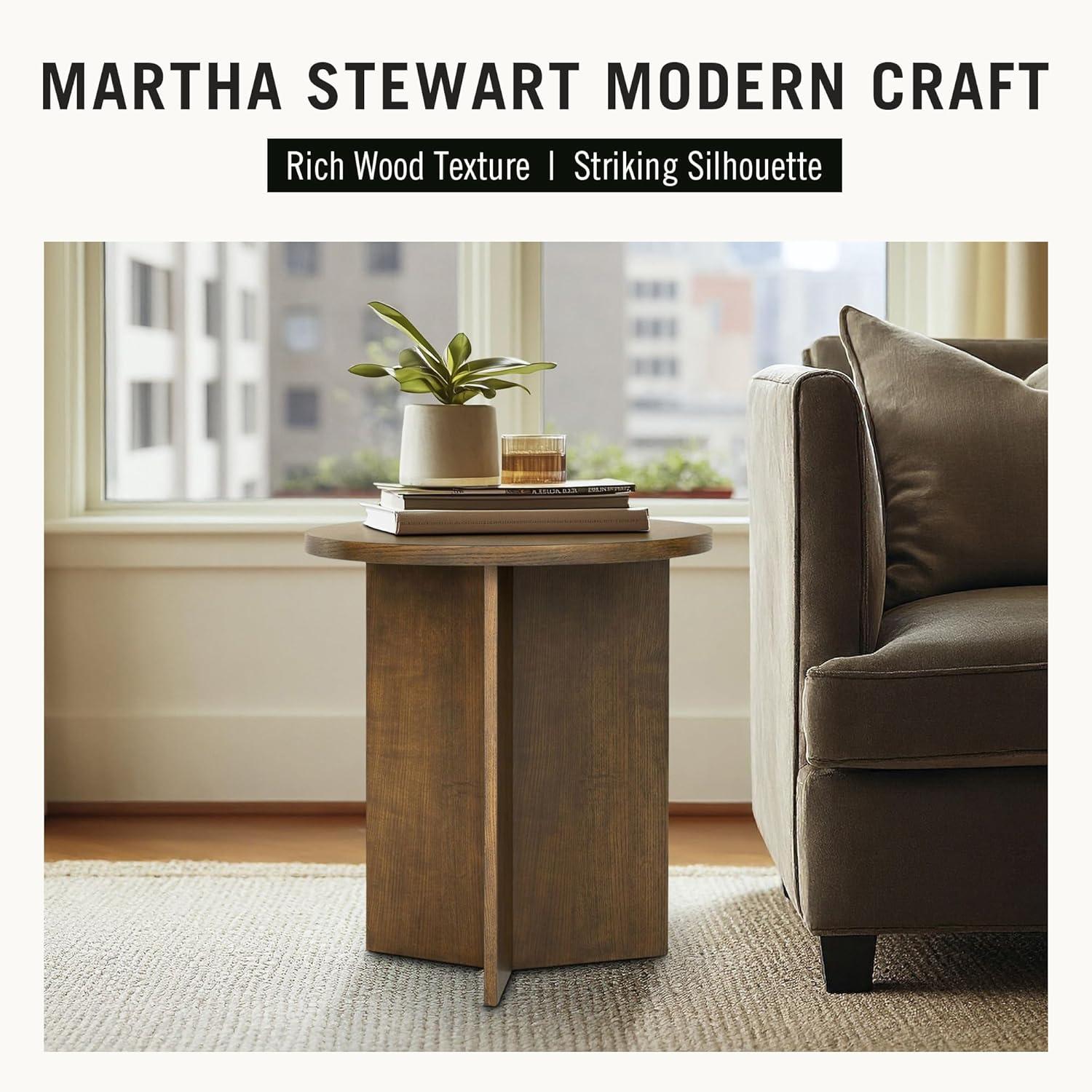 image:imageMartha Stewart Sadie Round Coffee Table Starburst Veneer Top Reclaimed Greige Wood Finish Modern Accent for Living Room Lounge or Sitting Area 36 Dia x 165 HWalnut Brown