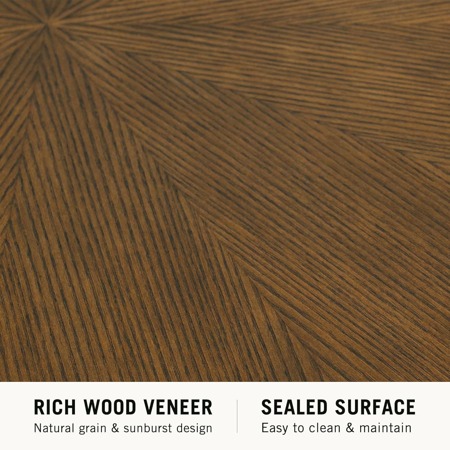 image:imageMartha Stewart Sadie Round Coffee Table Starburst Veneer Top Reclaimed Greige Wood Finish Modern Accent for Living Room Lounge or Sitting Area 36 Dia x 165 HWalnut Brown